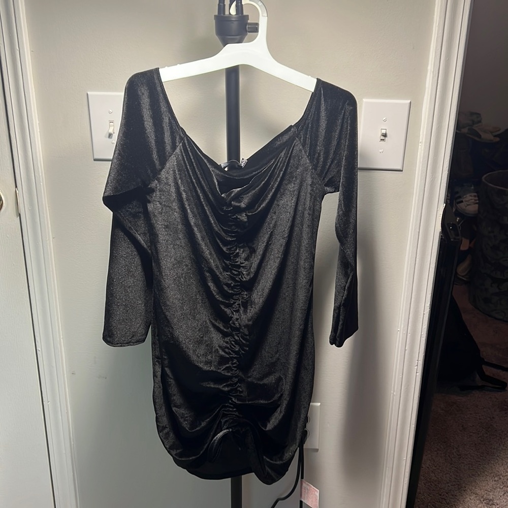 Women’s suede off shoulder party dress